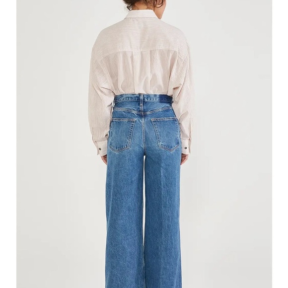 Etica Blue Flare Jeans with Knee Distressing - Picture 2 of 13